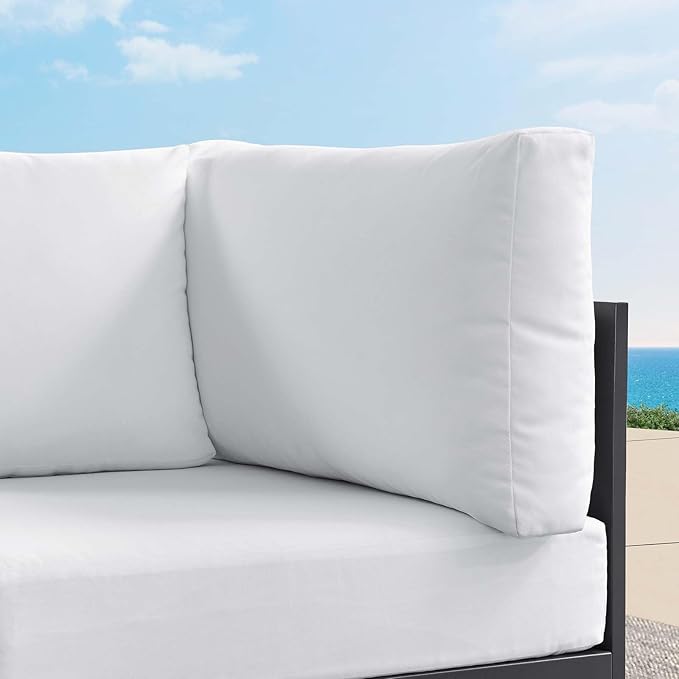 Modway Tahoe Aluminum Outdoor Sectional Corner Chair in Gray White with Weather-Resistant Cushions, Deep Seat Modular for Patio Furniture Lounge Set