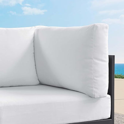 Modway Tahoe Aluminum Outdoor Sectional Corner Chair in Gray White with Weather-Resistant Cushions, Deep Seat Modular for Patio Furniture Lounge Set