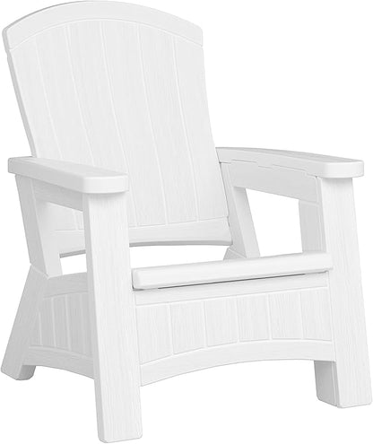 Suncast UV-Resistant Stylish Adirondack Outdoor Backyard Patio Chair with in-Seat Storage, White