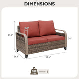 EAGLE PEAK Wicker Outdoor Patio Sofa Modern Rattan Patio Furniture Loveseat for Backyard Deck Porch Balcony - Photo 2
