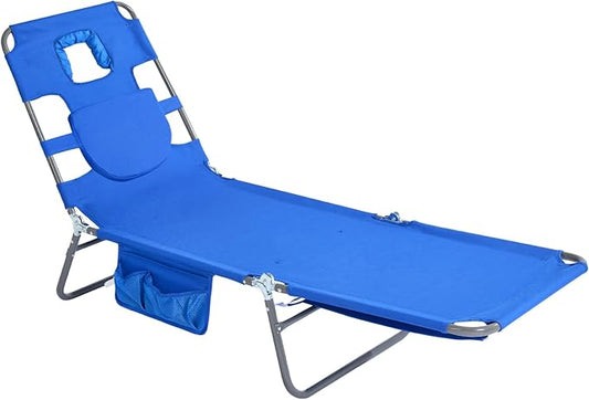 SUNNYFEEL Beach Lounge Chair, Backpack Reclining Beach Chairs Lay Flat, Sun Face Down Tanning Chair, Folding Camping Chairs Portable Camp Cot with Backpack Straps for Outdoor/Picnic/Lawn