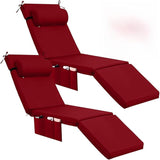 RattanView 2 Pcs Outdoor Chaise Lounge Cushion with Pillow and Side Pockets Waterproof Lounge Chair Cushions for - Photo 1