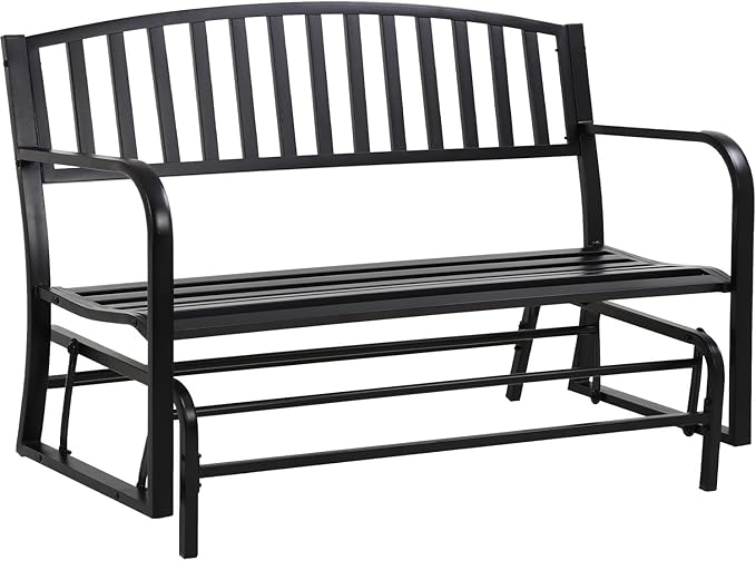 Patio Glider Bench Garden Bench for Patio Outdoor Bench Metal Bench Park Bench Cushion for Yard Porch Work Entryway