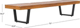 SAFAVIEH Outdoor Patio Furniture Collection – Heather Natural Brown Solid Wood Patio Bench with Black Steel Legs - Photo 3