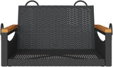 Patio Swing Bench Black, 4-Piece Outdoor Furniture Set with Sturdy Steel Frame and UV-Resistant Poly Rattan for Garden - Photo 4