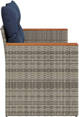 2-Seater Patio Sofa with Cushions, Gray Poly Rattan Outdoor Loveseat - Photo 6