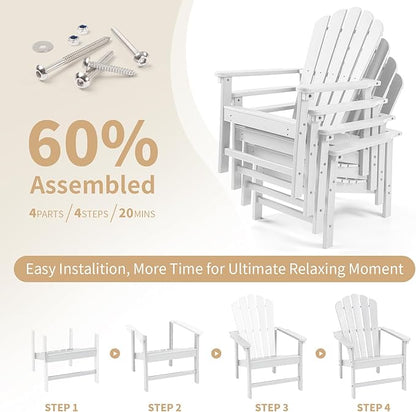 Stackable Adirondack Chairs Set of 6, Space Saving HDPE All-Weather Fire Pit Chair with Cover for Outdoor Lawn Porch Deck
