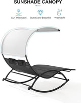 Crestlive Products Outdoor Double Chaise Lounge Chair with Canopy & Wheels - Photo 6