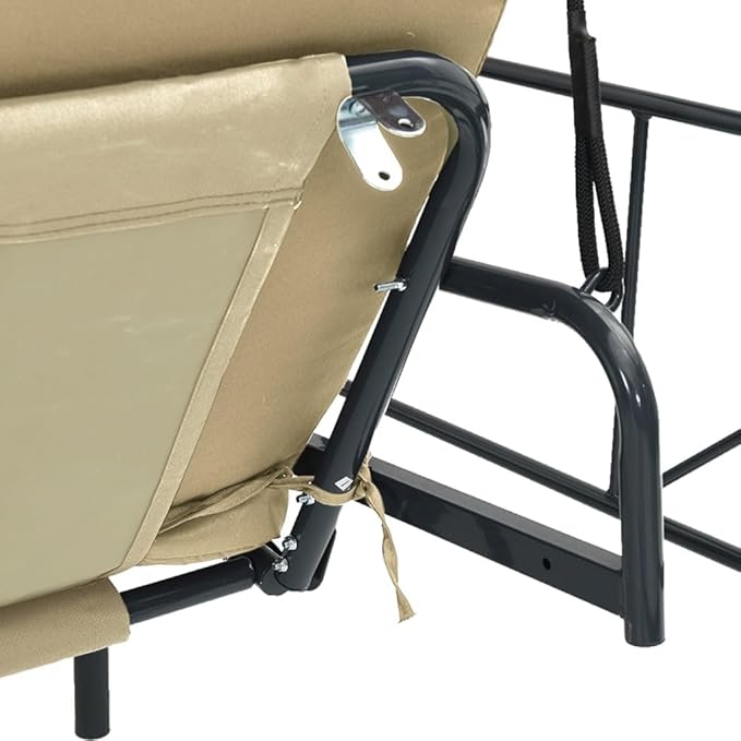 3-Person Convertible Garden Swing Bench, Outdoor Patio Porch Swing Bed with Canopy, Heavy-Duty Powder-Coated Steel Frame - Photo 9