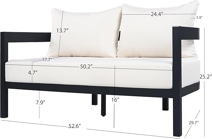 Merax 5 Piece Outdoor Curved Aluminum Patio Furniture Set - Photo 5