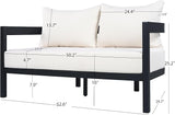 Merax 4 Piece Patio Outdoor Furniture Set, All-Weather Curved Aluminum Loveseat Sofa, 2 Armchairs w/Coushions - Photo 6