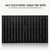 SOLAURA Outdoor Dining Table, 60" x 38" Patio Metal Steel Slat Table for 6-Person with 1.57" Umbrella Hole - Photo 9