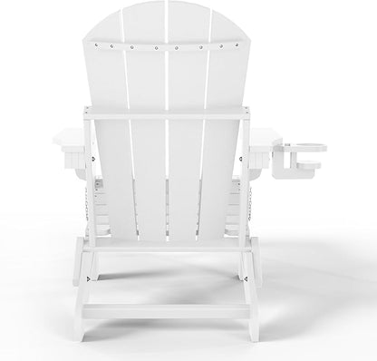 WestinTrends Malibu Folding Adjustable Adirondack Chair with Retractable Ottoman and Cup Holder, White