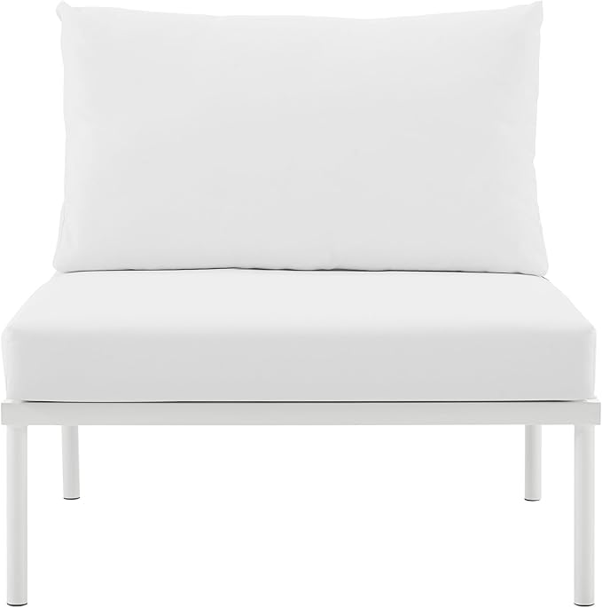 Modway EEI-2600-WHI-WHI Harmony Outdoor Patio Aluminum, Armless Chair, White White