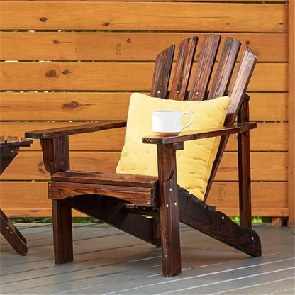 Pemberly Row Adirondack Chair, 36" H x 35" W x 28.25" D, Cedar Wood, Brown Finish, Ergonomic Design, Contoured Seat, Wide Arms, High Back Support, Outdoor Patio or Deck Furniture for Relaxation