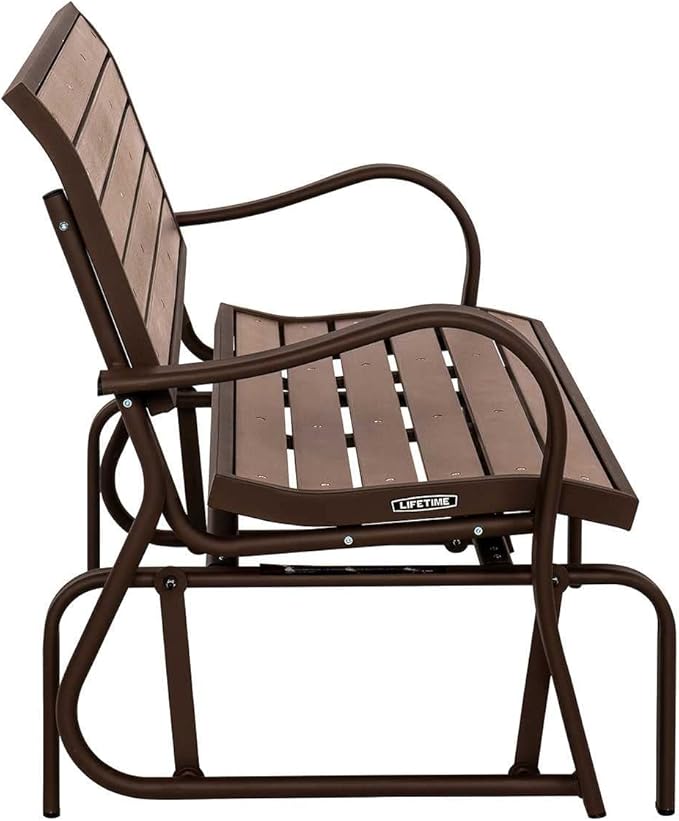 LIFETIME 60290 Wood Alternative Glider Bench, Mocha Brown