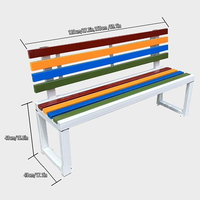 Outdoor Garden Bench, Metal Loveseat Chair with Backrest, Durable Patio Seating for Indoors & Outdoors, 150cm Black Park Bench, Stylish Furniture for Relaxation