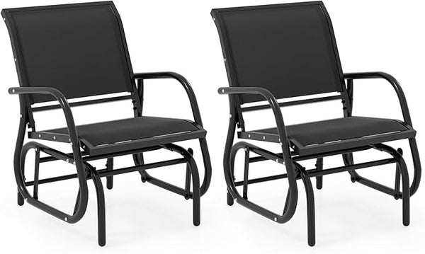 Giantex Swing Glider Chair W/Study Metal Frame Comfortable Patio Chair Love-Seat for Garden, Porch, Backyard, Poolside - Photo 1