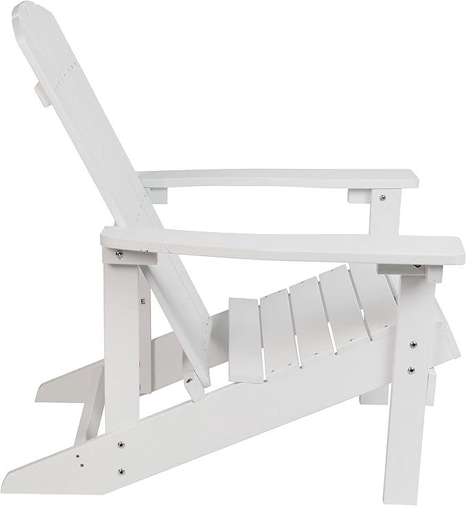 EMMA + OLIVER Outdoor White All-Weather Poly Resin Wood Adirondack Chair