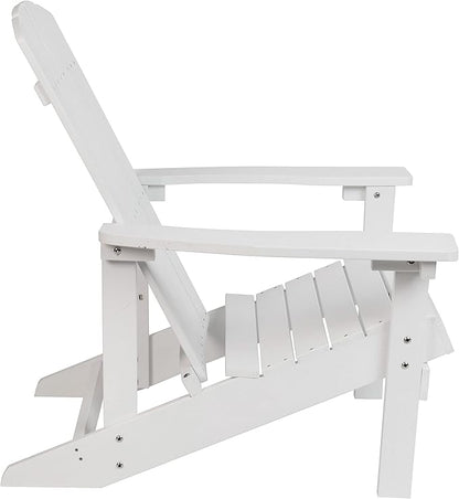 EMMA + OLIVER Outdoor White All-Weather Poly Resin Wood Adirondack Chair