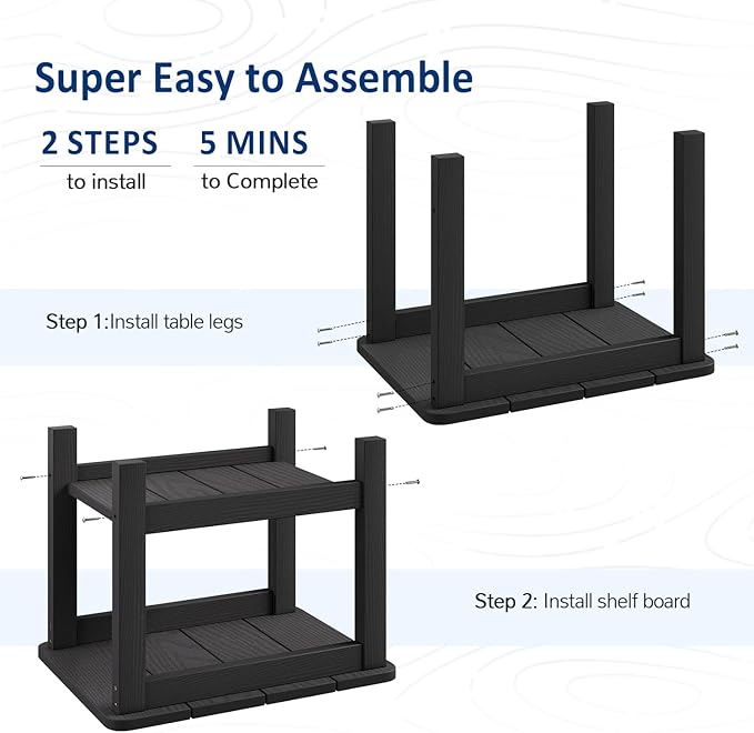 18" Outdoor Side Table, 2-Tier Patio Side Table, Weather Resistant, Easy Assembled - Photo 6