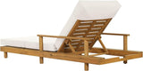 Merax Acacia Wood Outdoor Chaise Lounge Chair with Thick 4-Fold Cushion & Headrest, 3-Position Adjustable Backrest - Photo 8