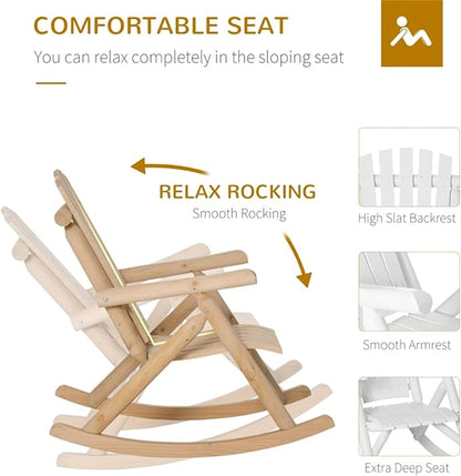 Adirondack Rocking Chair, Solid Fir Wood Patio Rocker with Ergonomic Comfort for Porch, Patio, Garden, Backyard(Natural)