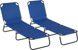 Outsunny 2 Piece Folding Chaise Lounge Pool Chairs, Outdoor Sun Tanning Chairs with 5-Level Reclining Back - Photo 1