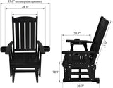 Fortune Candy Wooden Patio Glider for One Person, with High Back and Deep Contoured Seat, Solid Fir Wood - Photo 2