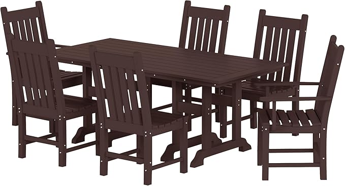 Costaelm Armless Outdoor Chair, Patio Adirondack Chair, HDPE Poly Lumber Waterproof Restaurant Bistro Kitchen Dining Chair for Outside Porch Backyard Garden, Dark Brown