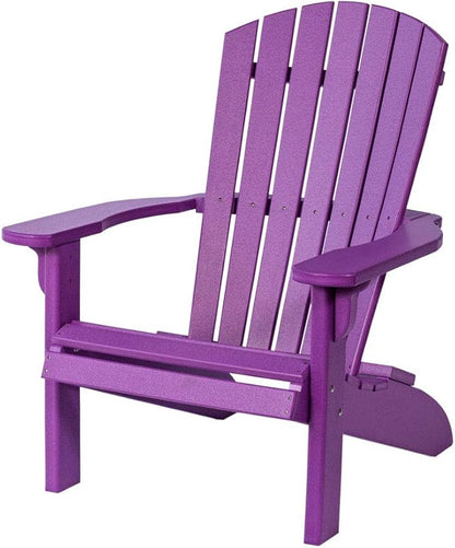 Leisure Lawns Poly Plastic Fanback Adirondack Chair, Outdoor Patio Chair - Amish Made in USA (Purple)