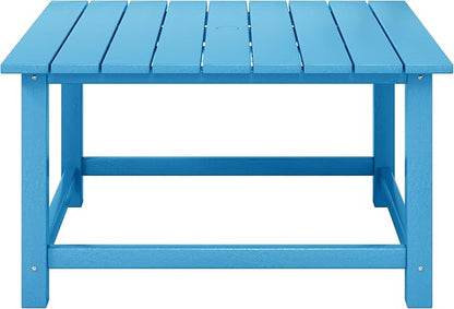 WestinTrends Malibu Low Outdoor HDPE Square Patio Coffee Table, Pacific Blue