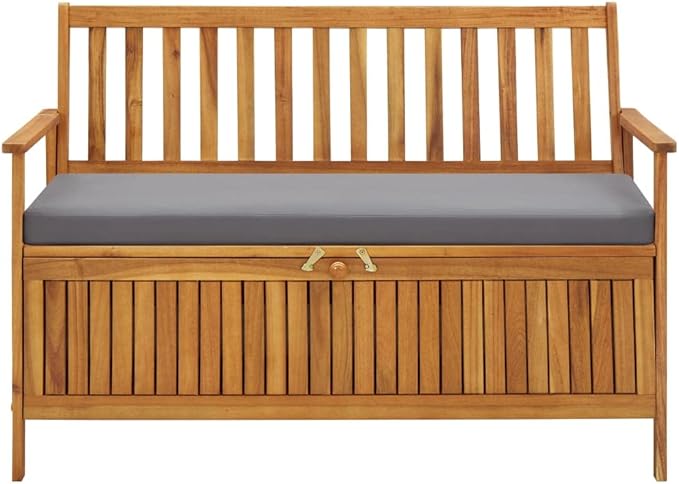 Patio Storage Bench Garden Bench Outdoor Bench for Outdoors Porch Entryway Furniture for Yard 47.2" Solid Acacia Wood