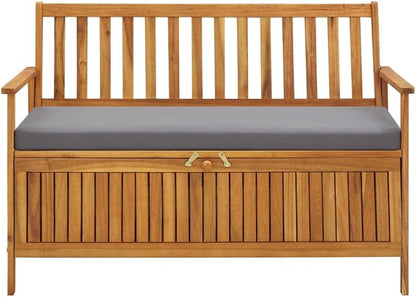 Patio Storage Bench,Park Wooden Bench,Garden Bench,Balcony Bench,Outdoor Furniture,Picnic Bench, for The Front Porch,Deck, Balcony or Backyard,47.2" Solid Acacia Wood