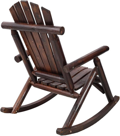 Adirondack Rocking Chair, Solid Fir Wood Patio Rocker with Ergonomic Comfort for Porch, Patio, Garden, Backyard(Brown)