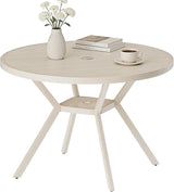 42" Outdoor Patio Table Dining Table, All Weather Metal Round Patio Table with Adjustable Umbrella Hole - Photo 1