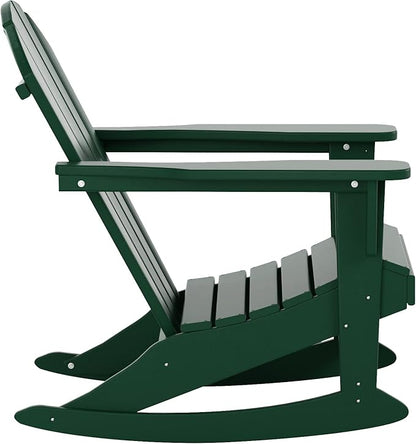 WestinTrends Malibu Outdoor Patio Porch Rocking Adirondack Chair (Set of 4), Dark Green