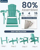 FOOWIN Folding Adirondack Chair Set of 8, HDPE Adirondack Chairs with Cup Holder - Photo 8
