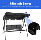 TANGKULA 3 Person Patio Swing, Steel Frame with Polyester Angle Adjustable Canopy, All Weather Resistant Swing Bench - Photo 9