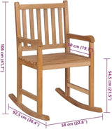 Teak Rocking Chair with Taupe Cushions 36.4 x 22.8 x 41.7 in Solid Wood Outdoor Lounge Seat for Patio Porch Garden - Photo 2