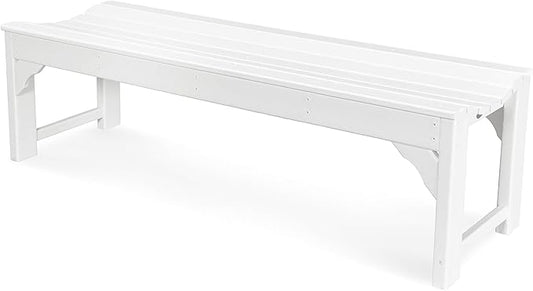 POLYWOOD BAB160WH Traditional Garden 60" Backless Bench, White