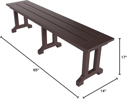 WO WESTIN OUTDOOR HDPE Laguna Trestle 65" Bench,Dark Brown
