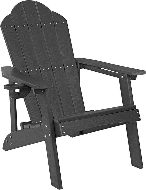 LUE BONA HDPE Adirondack Chair Set of 1 - Weather Resistant Outdoor Seating with Cup Holder for Patio, Deck - Photo 1