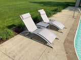 Domi Pool Lounge Chairs Set of 3, Adjustable Aluminum Outdoor Chaise Lounge Chairs with Metal Side Table - Photo 8