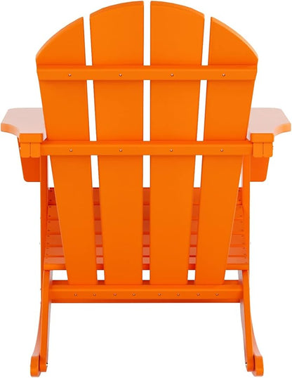 WO WESTIN OUTDOOR HDPE Laguna Outdoor Rocking Poly Adirondack Chair with Side Table 3-Piece Set, Orange