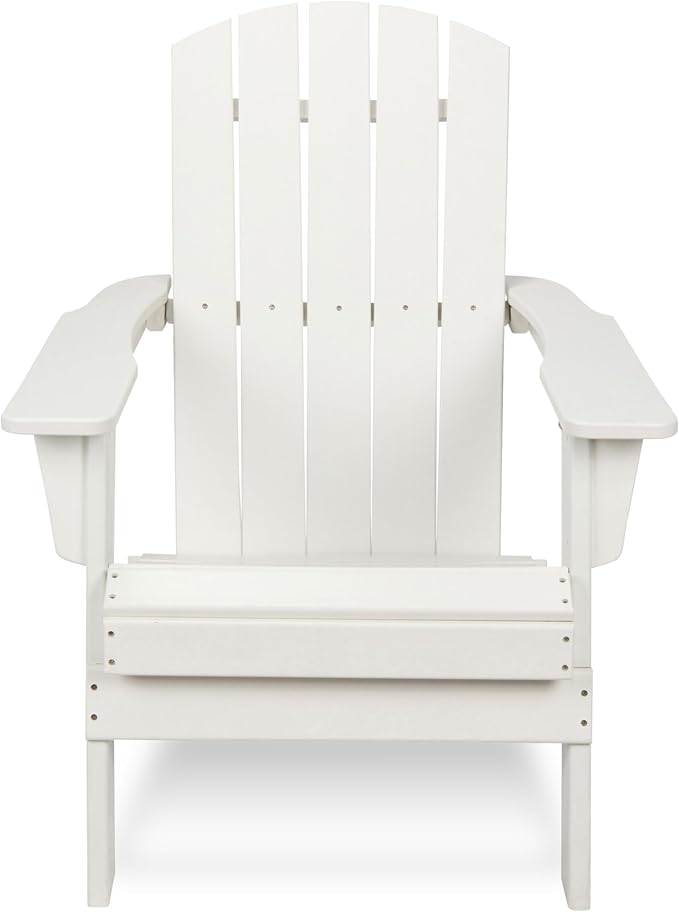 Shine Company Seaside Outdoor Weatherproof Folding Adirondack Chair, White