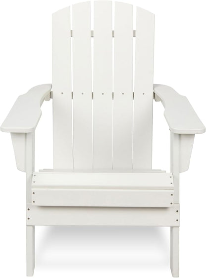 Shine Company Seaside Outdoor Weatherproof Folding Adirondack Chair, White