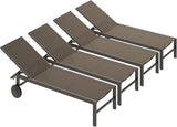 SUNLEI Lounge Chair for Outside Set of 4, Patio Chaise Lounge Outdoor w/ 5-Position Adjustable Backrest - Photo 1