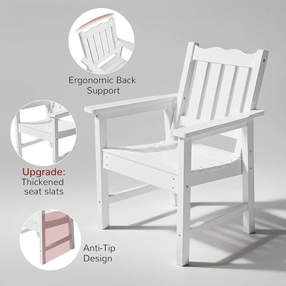 Stoog All-Weather Patio Chairs Set of 2, HIPS Outdoor Chairs with 400 lbs Weight Capacity, Patio Dining Chairs for Backyard, Deck, Garden and Porch, White