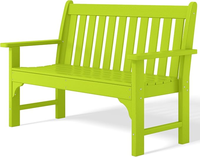 Costaelm Garden Bench, Farmhouse Park Front Porch for Entryway Bench Outdoor Seating Low Bench Patio Bench Outside/Indoor, Lime